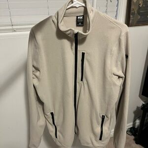 Helly Hansen Fleece Jacket Mens Large Beige Full Zip Outdoor Sweater